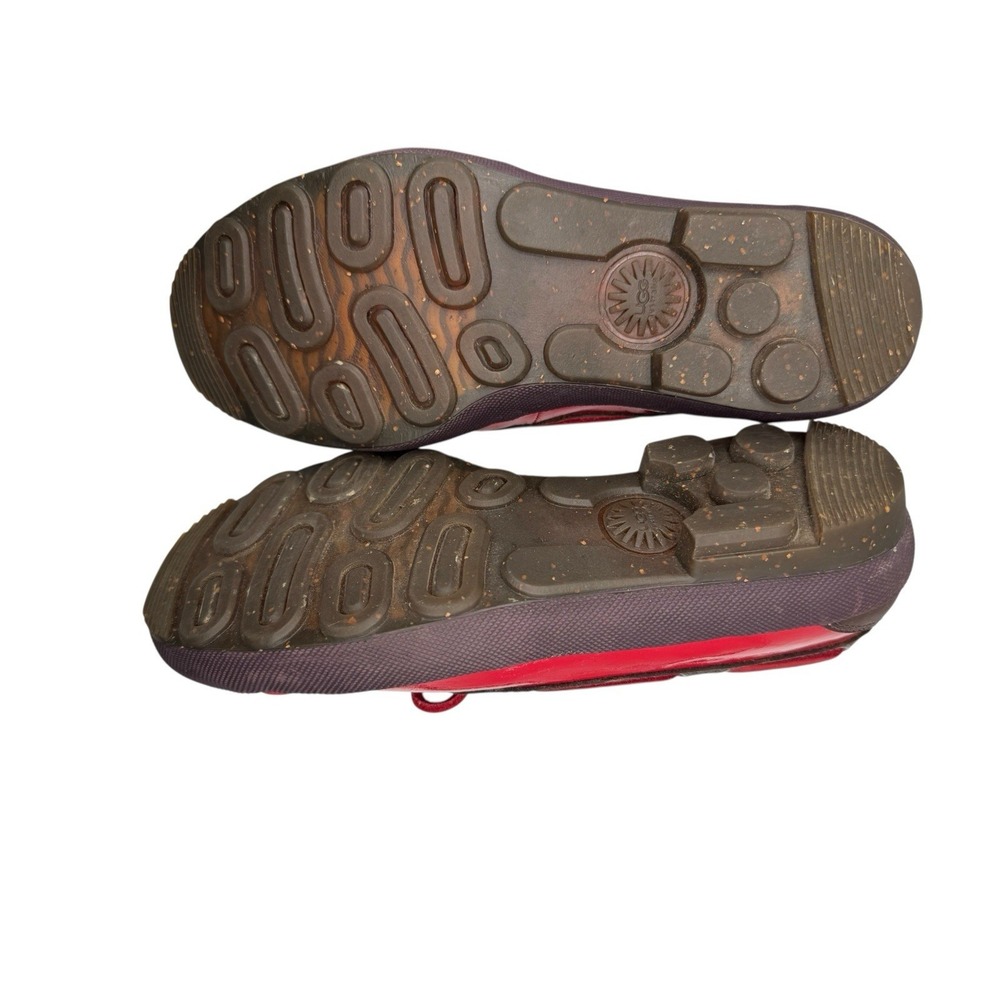 UGG Australia Loafers Women's 7.5 Red Brown Leather Moccasins Shearling Lined - Picture 6 of 10